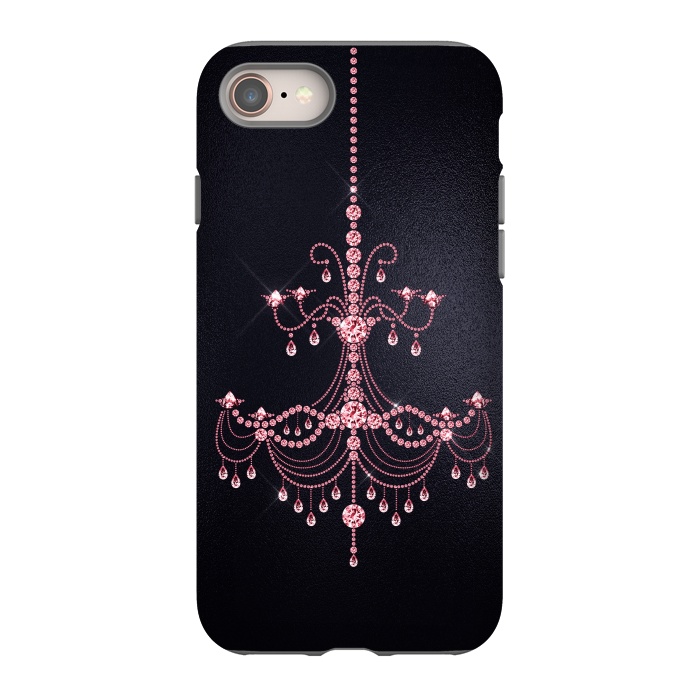 iPhone 8 StrongFit Pink sparkling chandelier on metal black  by  Utart