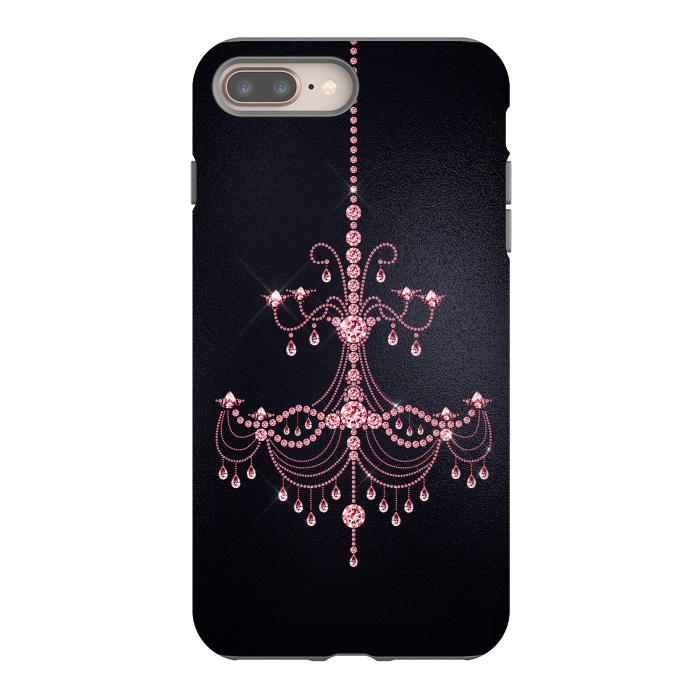 iPhone 8 plus StrongFit Pink sparkling chandelier on metal black  by  Utart