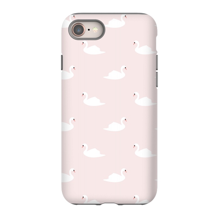 iPhone 8 StrongFit Swan pattern on pink 033 by Jelena Obradovic