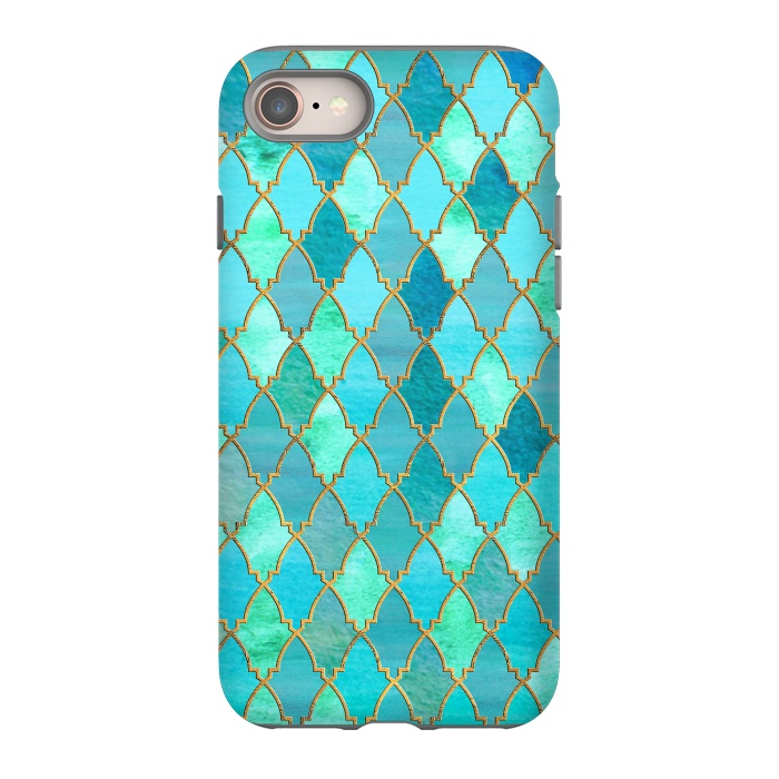 iPhone 8 StrongFit Teal Moroccan Shapes Pattern  by  Utart