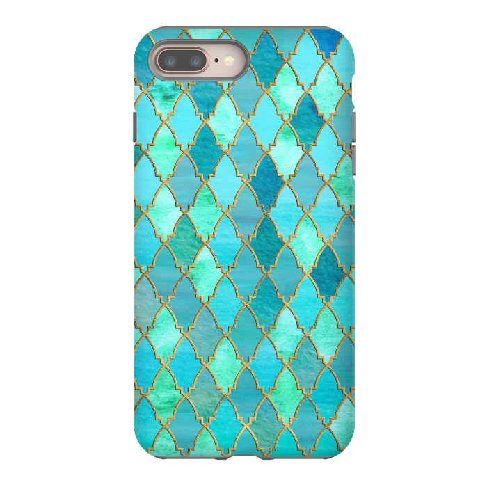 iPhone 8 plus StrongFit Teal Moroccan Shapes Pattern  by  Utart