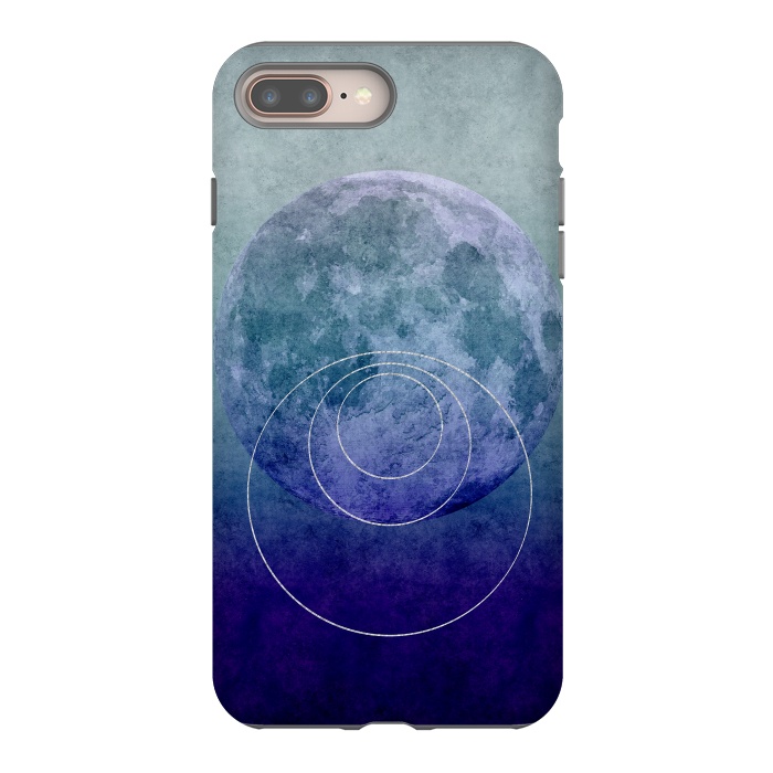 iPhone 8 plus StrongFit Blue Abstract Moon by Andrea Haase