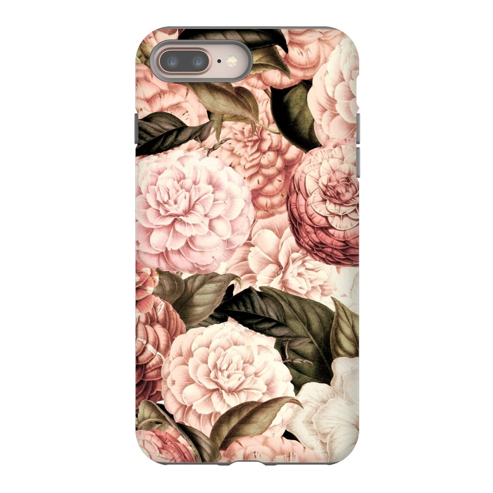 iPhone 8 plus StrongFit Pink Vintage Camelia Pattern by  Utart