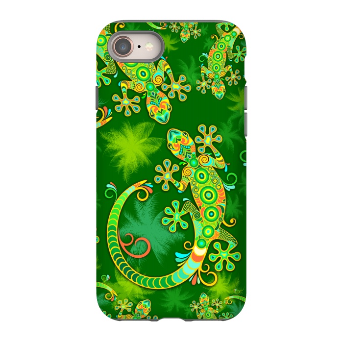iPhone 8 StrongFit Gecko Lizard Colorful Tattoo Style by BluedarkArt