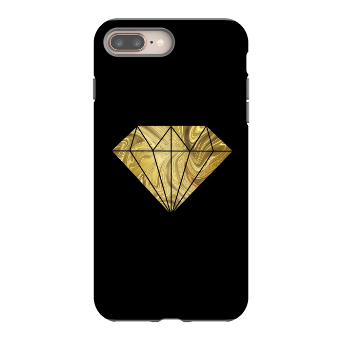 iPhone 8 plus StrongFit Golden Diamond  Faux Glitter On Black by Andrea Haase