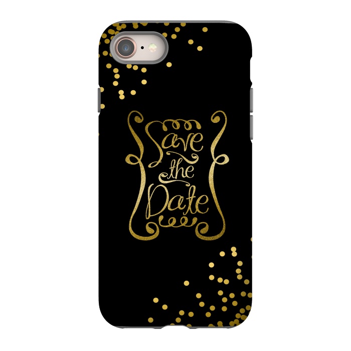 iPhone 8 StrongFit Save The Date Golden Calligraphy by Andrea Haase