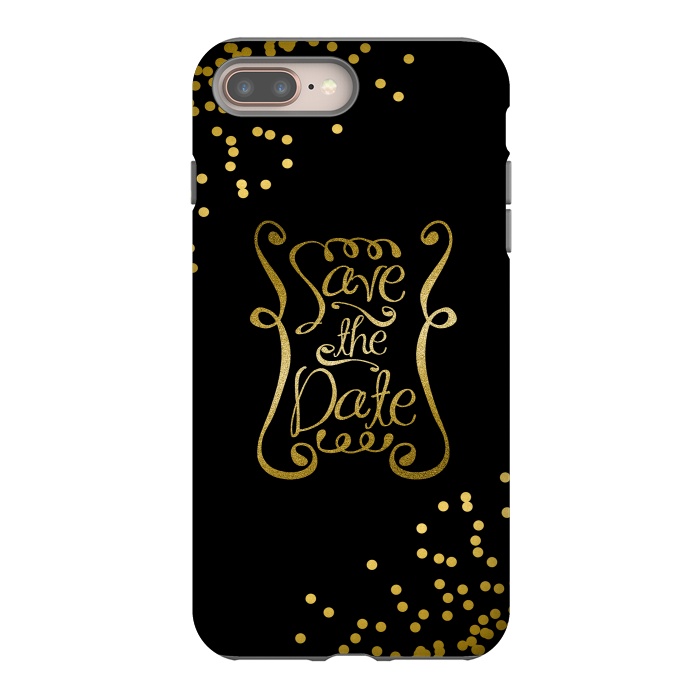 iPhone 8 plus StrongFit Save The Date Golden Calligraphy by Andrea Haase