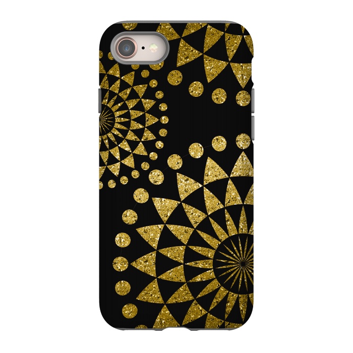 iPhone 8 StrongFit Golden Sparkle Mandala by Andrea Haase