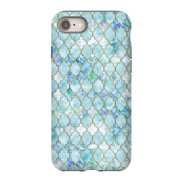 iPhone 8 StrongFit Blue Moroccan Shapes Pattern  by  Utart