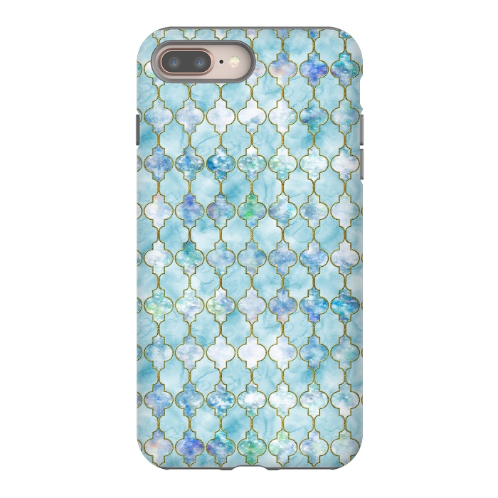 iPhone 8 plus StrongFit Blue Moroccan Shapes Pattern  by  Utart