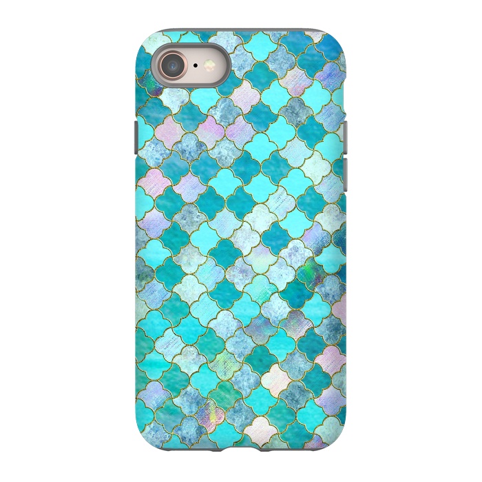 iPhone 8 StrongFit Multicolor Teal Moroccan Shapes Pattern  by  Utart