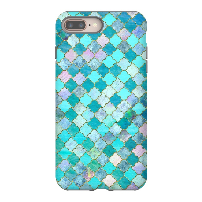 iPhone 8 plus StrongFit Multicolor Teal Moroccan Shapes Pattern  by  Utart