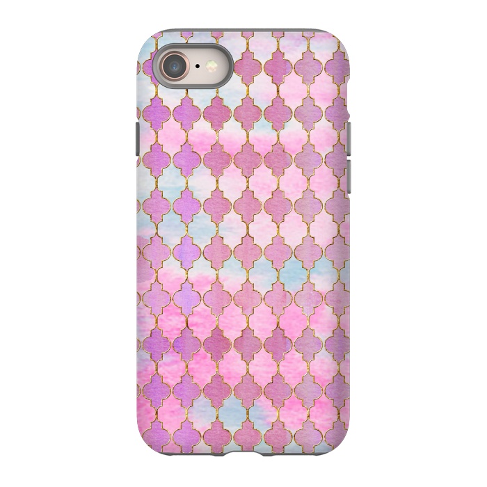 iPhone 8 StrongFit Multicolor Pink Moroccan Shapes Pattern  by  Utart