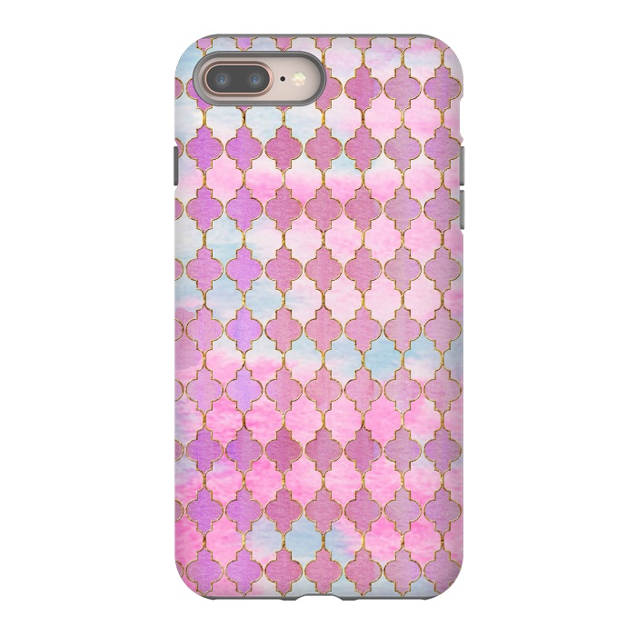 iPhone 8 plus StrongFit Multicolor Pink Moroccan Shapes Pattern  by  Utart