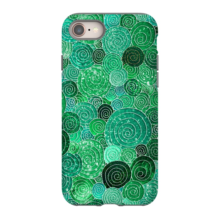 iPhone 8 StrongFit Green Circles Polka dots Glitter Pattern by  Utart