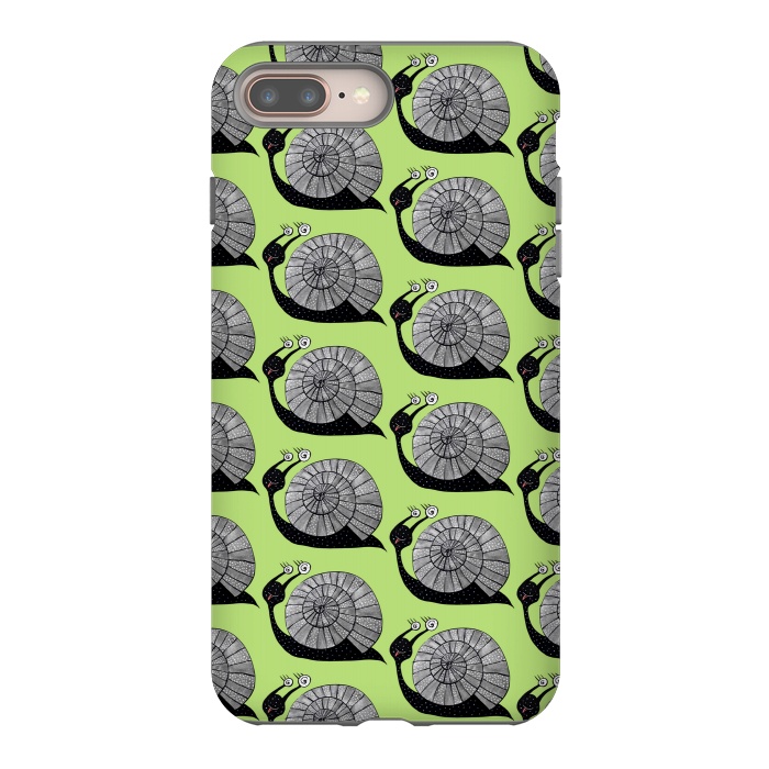 iPhone 8 plus StrongFit Cartoon Snail With Spiral Eyes Pattern by Boriana Giormova