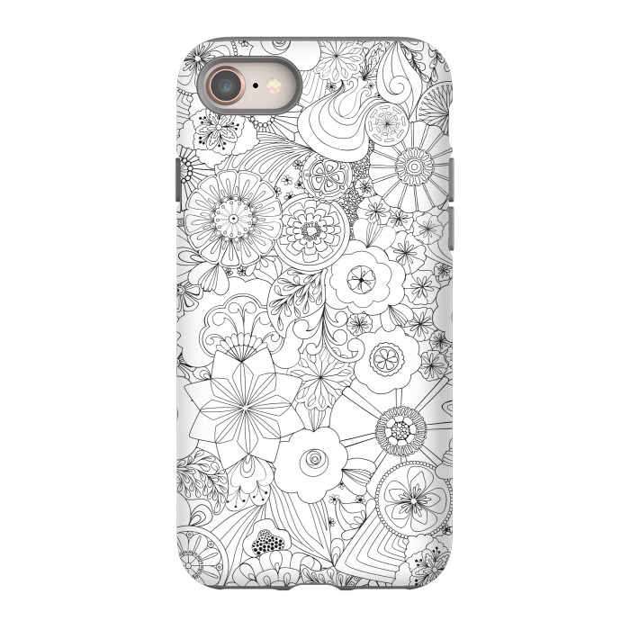 iPhone 8 StrongFit 70s Blooms in Black and White by Paula Ohreen