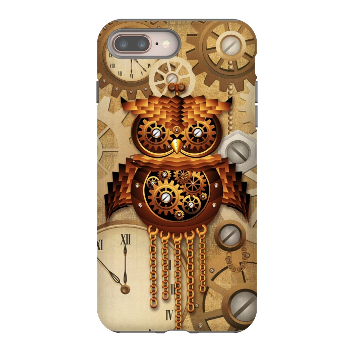 iPhone 8 plus StrongFit Owl Steampunk Vintage Style by BluedarkArt