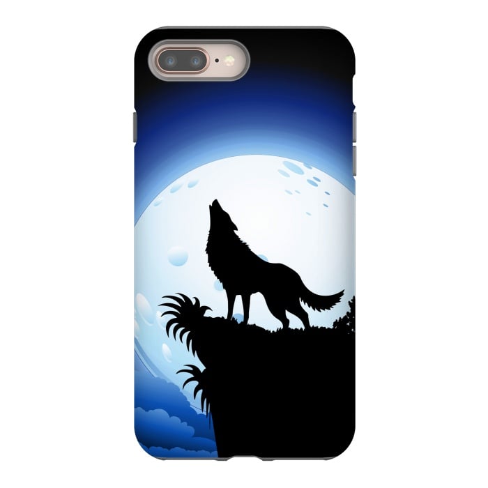 iPhone 8 plus StrongFit Wolf Howling at Blue Moon by BluedarkArt