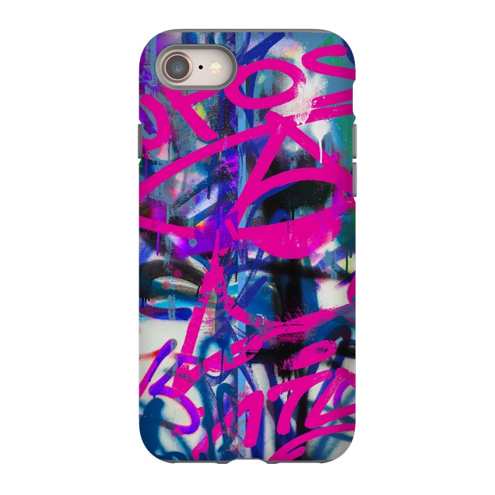 iPhone 8 StrongFit Grafitti Writing Pink Blue by Andrea Haase