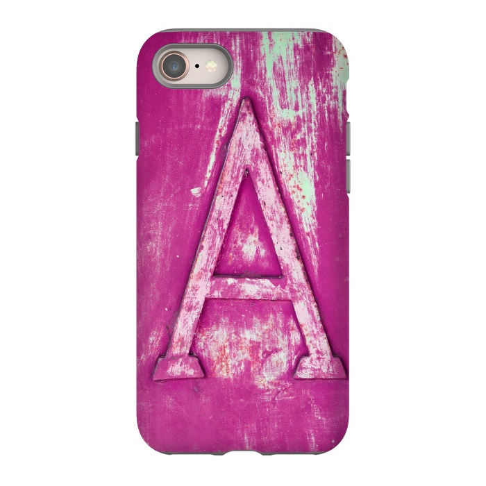 iPhone 8 StrongFit Grunge Style Pink Letter A by Andrea Haase