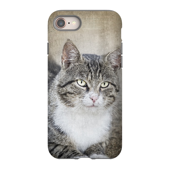 iPhone 8 StrongFit Friendly Cat Mixed Media Art by Andrea Haase