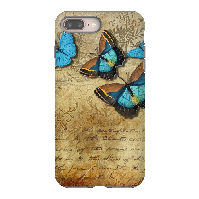 iPhone 8 plus StrongFit Blue Butterfly Vintage Collage by Andrea Haase