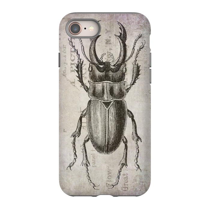 iPhone 8 StrongFit Stag Beetle Vintage Mixed Media Art by Andrea Haase