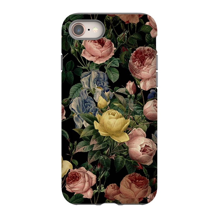 iPhone 8 StrongFit Victorian Vintage Roses on Black by  Utart