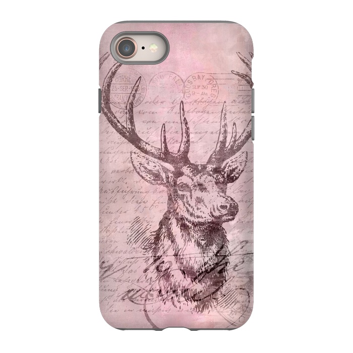 iPhone 8 StrongFit Vintage Deer Pastel Pink by Andrea Haase