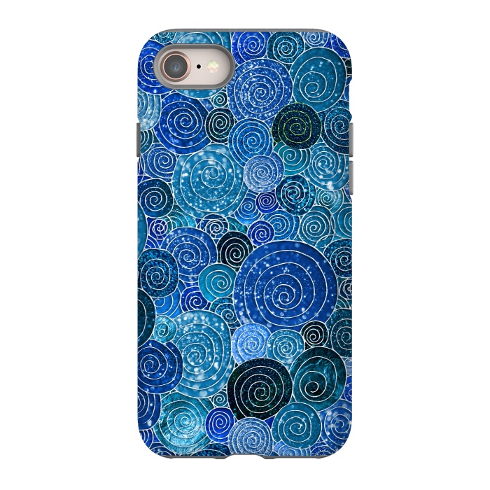 iPhone 8 StrongFit Blue Abstract Metal Dots and Circles by  Utart