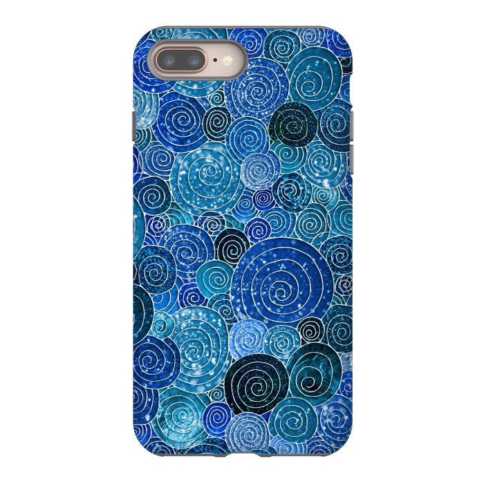 iPhone 8 plus StrongFit Blue Abstract Metal Dots and Circles by  Utart