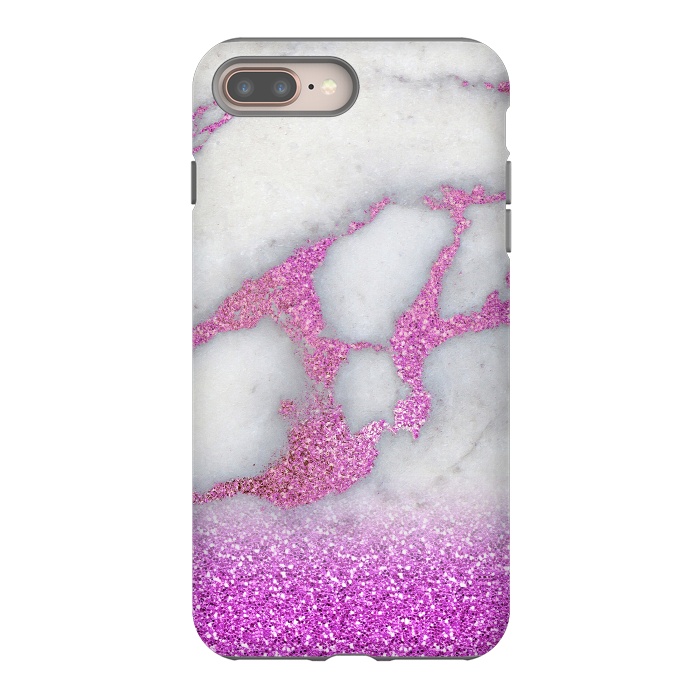 iPhone 8 plus StrongFit Purple Glitter Veined Gray Marble by  Utart