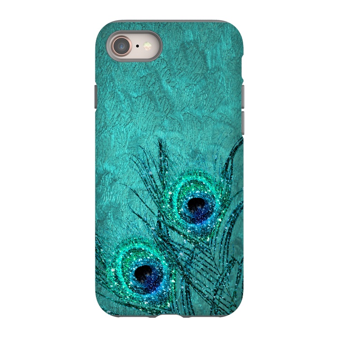 iPhone 8 StrongFit Peacock Sparkle Feathers by  Utart