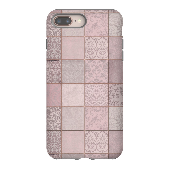 iPhone 8 plus StrongFit Nostalgic Patchwork Tiles Soft Pink by Andrea Haase