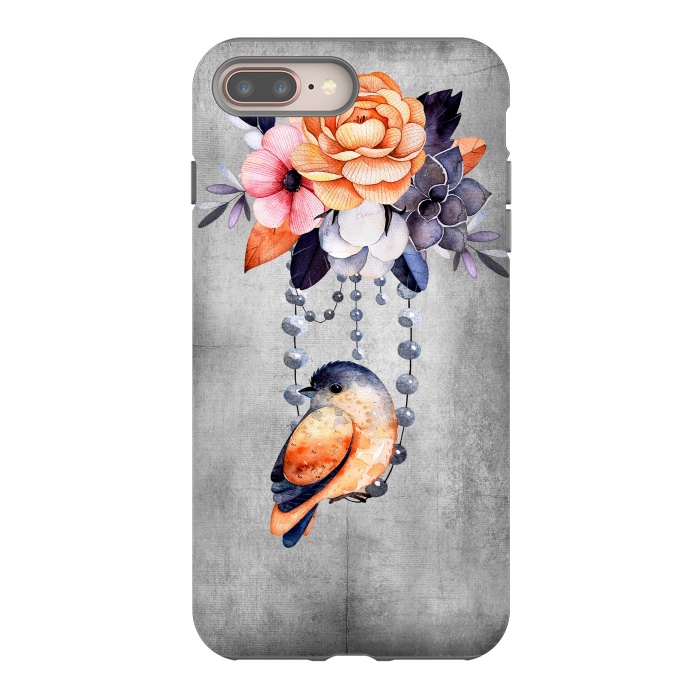 iPhone 8 plus StrongFit Vintage flowers and bird by  Utart