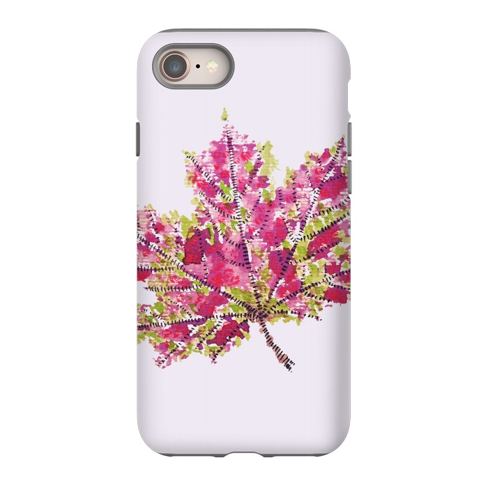 iPhone 8 StrongFit Colorful Watercolor Autumn Leaf by Boriana Giormova