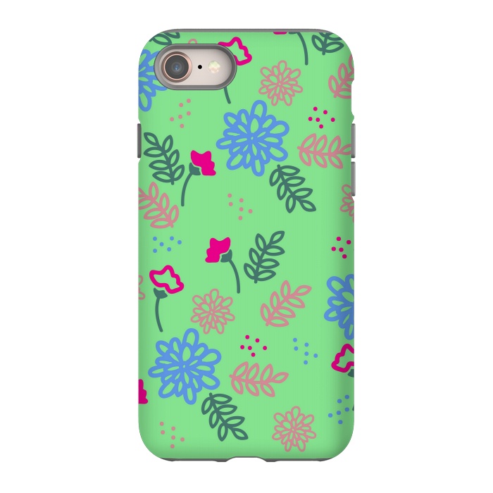 iPhone 8 StrongFit blue pink floral pattern by MALLIKA