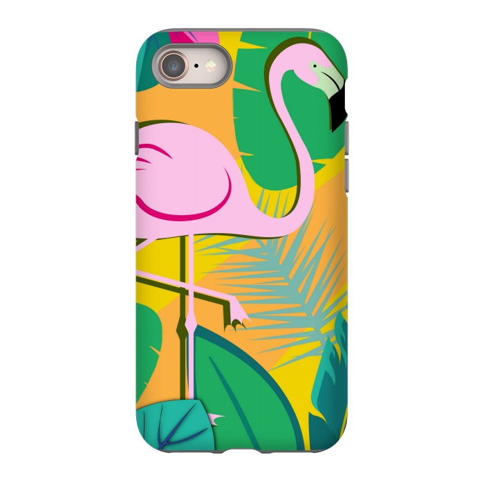 iPhone 8 StrongFit yellow flamingo pattern by MALLIKA