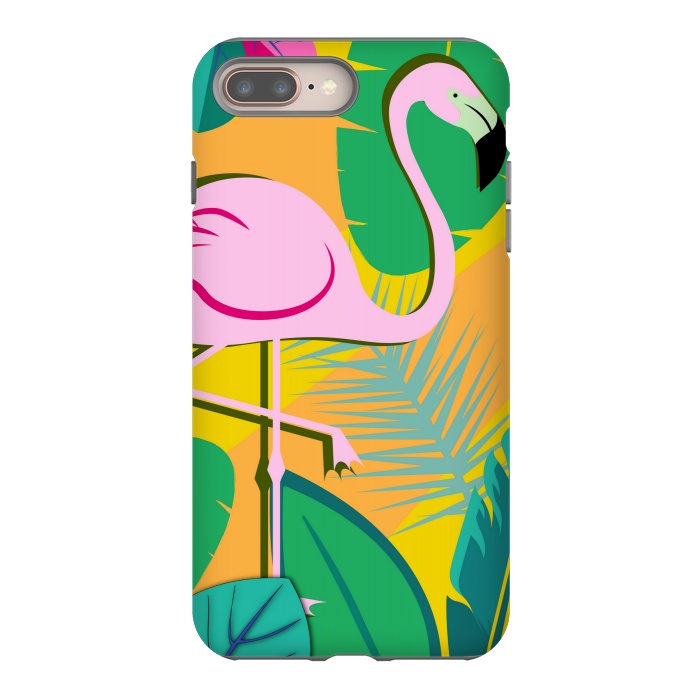 iPhone 8 plus StrongFit yellow flamingo pattern by MALLIKA