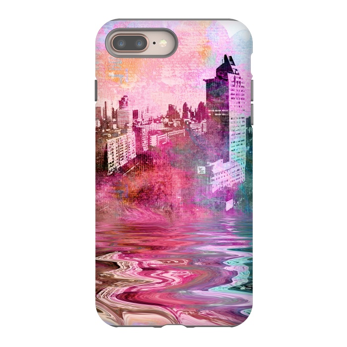 iPhone 8 plus StrongFit Surreal City Urban Mixed Media Art by Andrea Haase