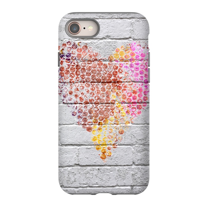 iPhone 8 StrongFit Spray Paint Heart On Brick Wall by Andrea Haase