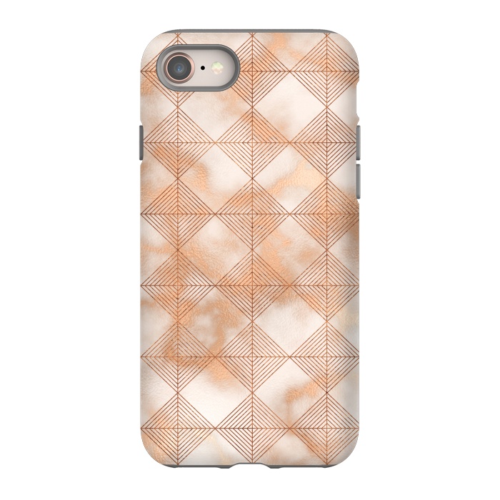 iPhone 8 StrongFit Abstract Minimalistic Rose Gold Marble Quadrangles  by  Utart