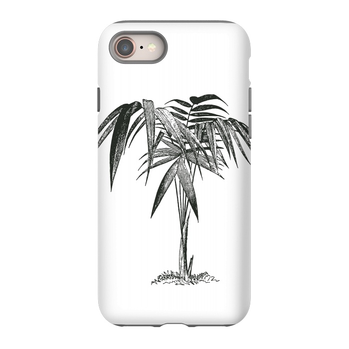iPhone 8 StrongFit Black And White Vintage Palm Tree by Andrea Haase