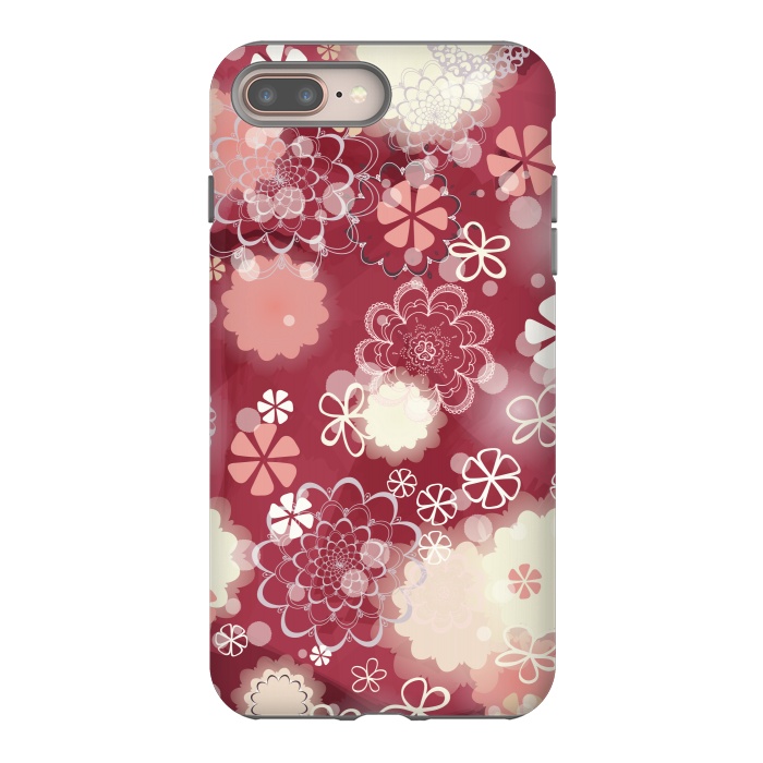 iPhone 8 plus StrongFit Lacy Flowers on Bright Pink by Paula Ohreen