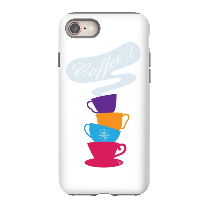 iPhone 8 StrongFit Bright Coffee Cups by Martina
