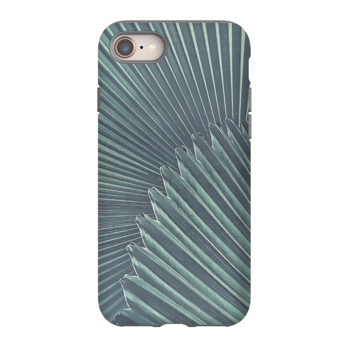 iPhone 8 StrongFit Teal Palm Leaves by Andrea Haase