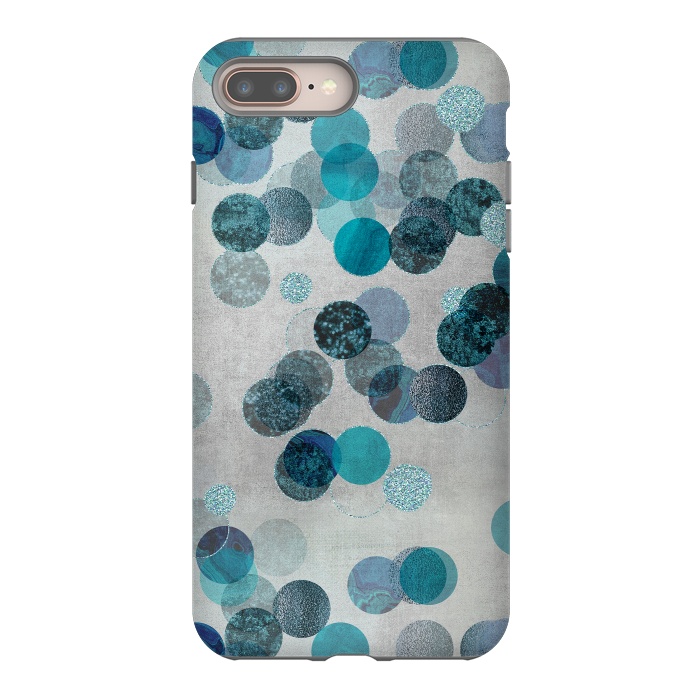 iPhone 8 plus StrongFit Fancy Faux Glitter Dots In Teal And Turquoise by Andrea Haase