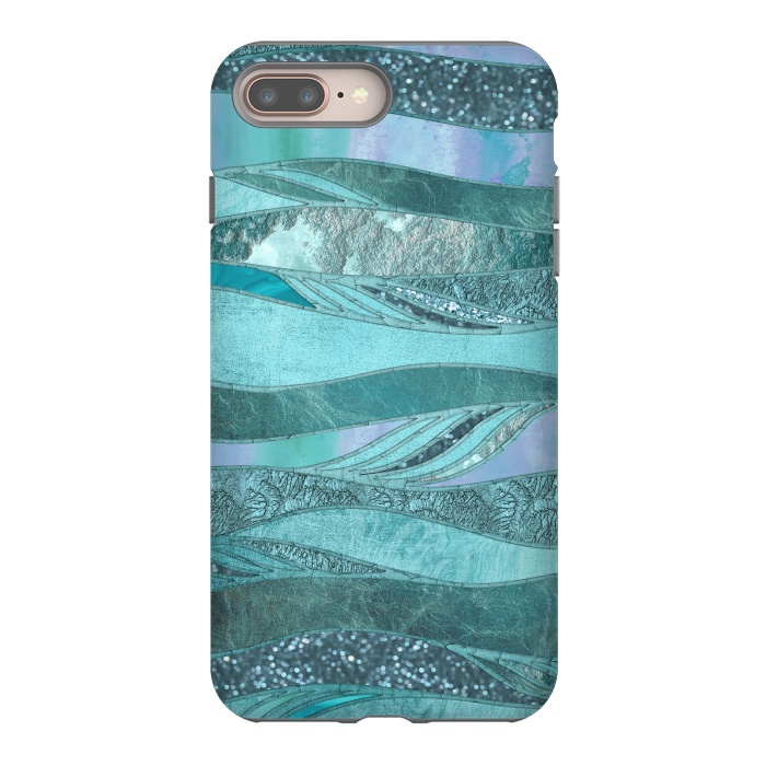 iPhone 8 plus StrongFit Glamorous Waves Of Turquoise and Teal 2 by Andrea Haase
