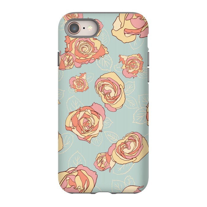 iPhone 8 StrongFit Retro Roses by Paula Ohreen